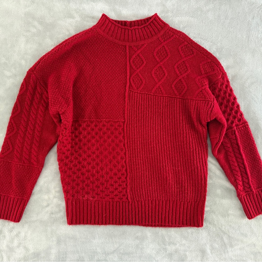 American Eagle Outfitters Red Patchwork Knit Wome… - image 1
